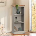 Corona Grey Wax Low Narrow Bookcase