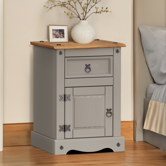 Corona Grey Wax Medium Pot Cupboard Bedside