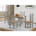 Corona Grey Wax Small Extending Dining Table & 4 Chairs