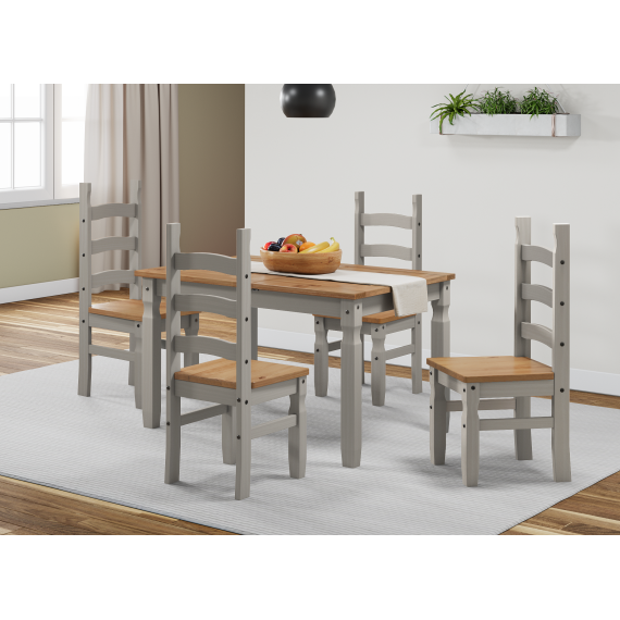 Corona Grey Wax Small Extending Dining Table & 4 Chairs